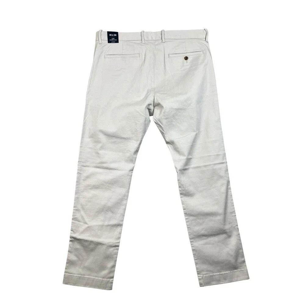 J Crew Chino Pants Mens 35x30 Gray Stone Slim Fit Original Cotton Stretch CO399